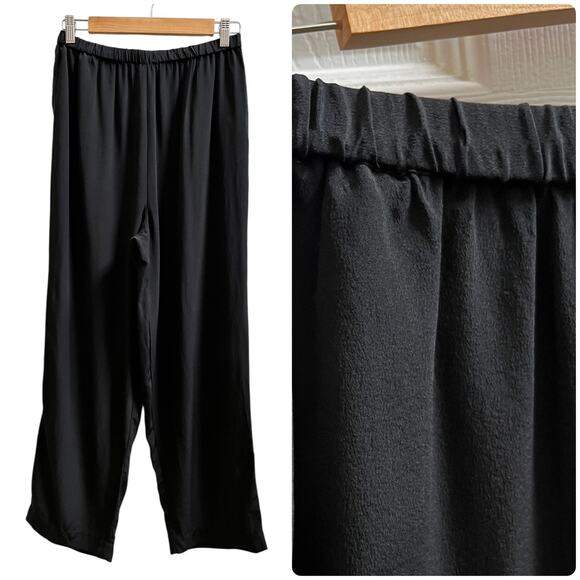 Bob Mackie Pants - Bob Mackie Wearable Art Black Silk Pocket Pull On Pant Petite Size Medium